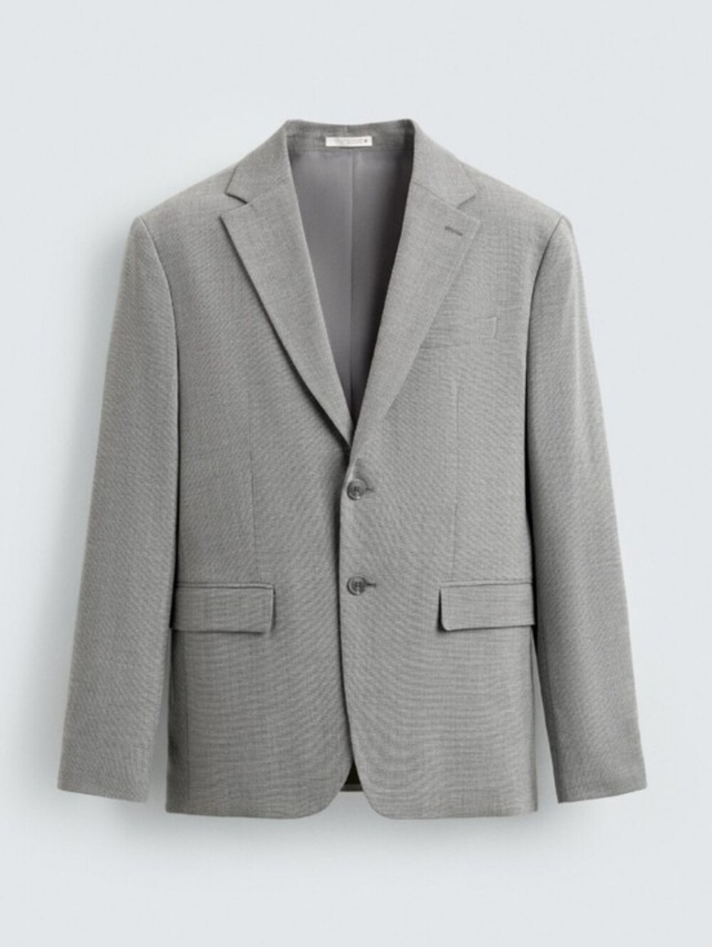 Zara Textured Suit Blazer & Trousers Slim Fit Light Grey 40 / 31